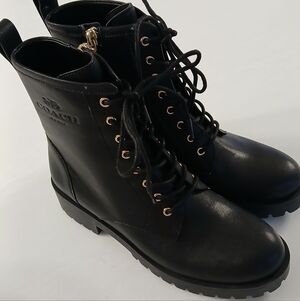 COACH Lyra Bootie CW710 • Black Leather • Gold Hardware • Size 6